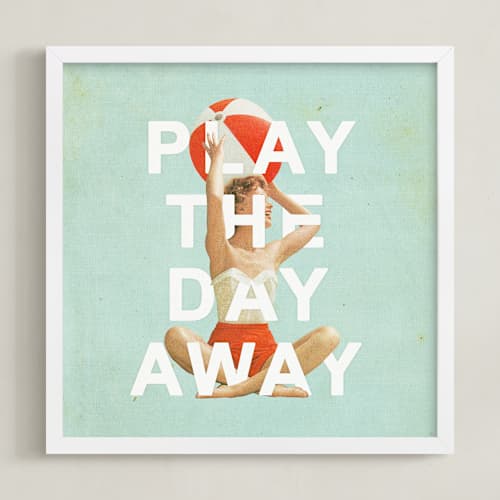 This is a antique teal art with standard by Heather Landis called play the day away