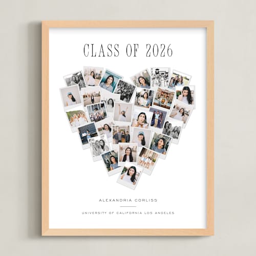 This is a white photo art with standard by Minted called heart snapshot for grads: framed photo