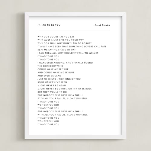 This is a white photos to art with standard by Minted called your lyrics: custom print