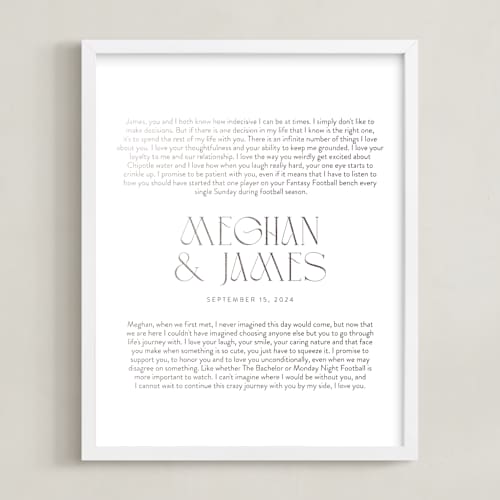 This is a silver photos to art with foil pressed by Minted called our vows: custom foil print