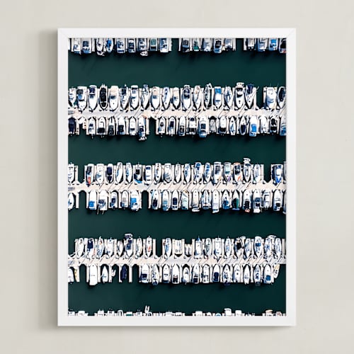 This is a sea green art with standard by ARIANE MOSHAYEDI called dude, where's my boat