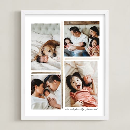 This is a gold foil stamped photo art with foil pressed by Hooray Creative called 4 photo collage