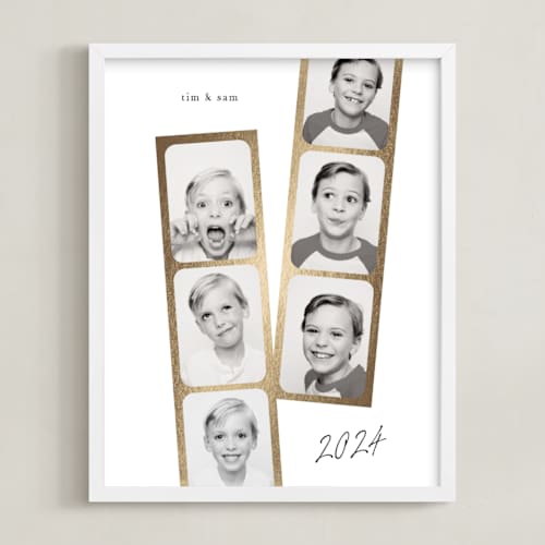 This is a snow foil stamped photo art with foil pressed by Leah Bisch called snapshots: portrait framed photo