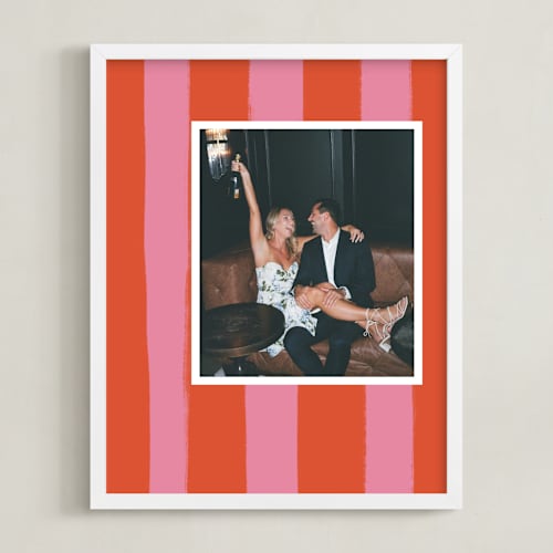 This is a blood orange photo art with standard by Cindy Reynolds called striped mat: framed photo