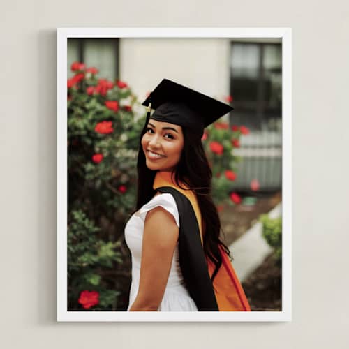 This is a white photo art with standard by Minted called the big picture: graduation framed photo