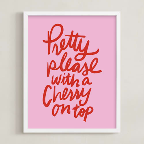 This is a bubble gum kids wall art with standard by Inkblot Design called cherry on top