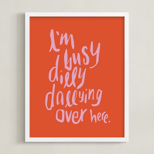 This is a tangerine kids wall art with standard by Inkblot Design called dillydally all day