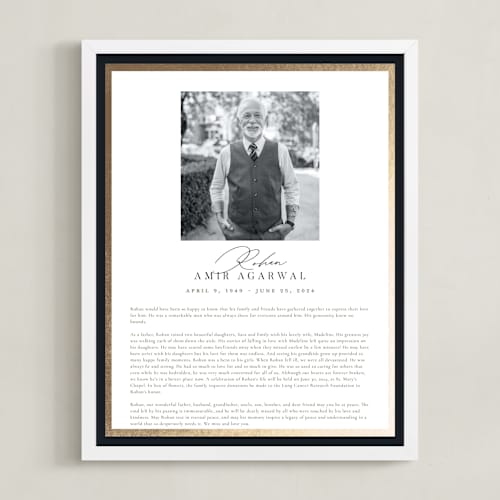 This is a white foil pressed memorial obituary prints with foil pressed by Nicole Walsh called classic edge