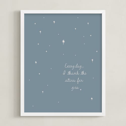 This is a ocean blue nursery wall art with standard by Brittney Jensen called thank the stars