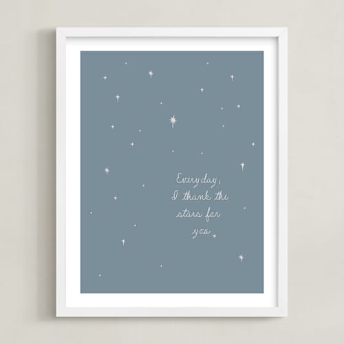 This is a ocean blue nursery wall art with standard by Brittney Jensen called thank the stars