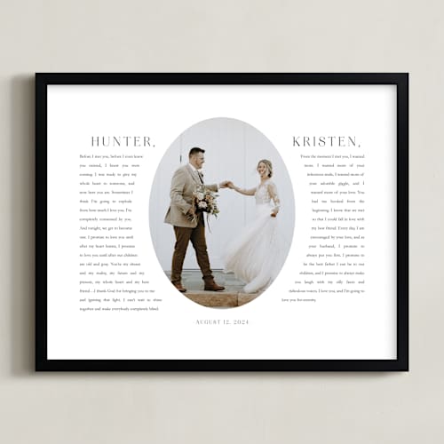 This is a white photo art with standard by Sarah Curry called our vows: framed photo