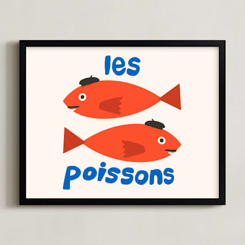 This is a scarlet kids wall art with standard by Morgan Kendall called french fish