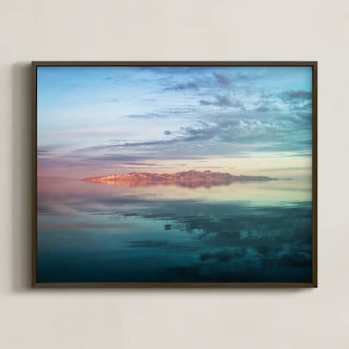 This is a lake blue art with standard by Eric Clegg called morning reflection