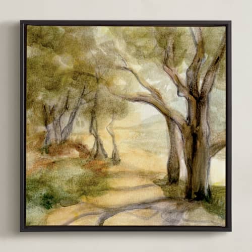 This is a olive green art with standard by Bethany Hackmann called dreamy olive trees