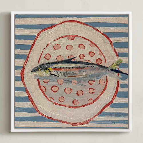This is a french blue art with standard by Lisa Grizaniuk called fish trio 1