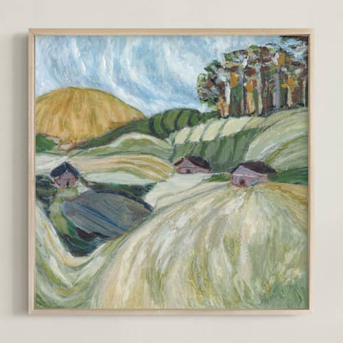 This is a irish greens art with standard by Mary Gaspar called the burren
