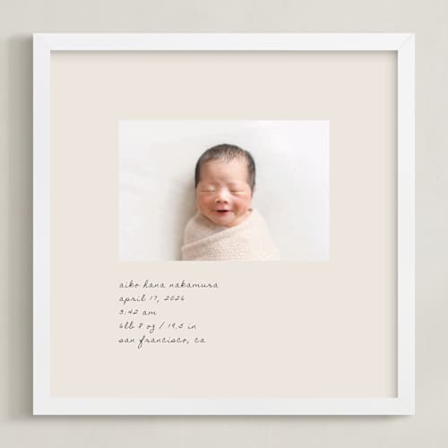 This is a cotton cream photo art with standard by Sierra Lee called welcome, little one