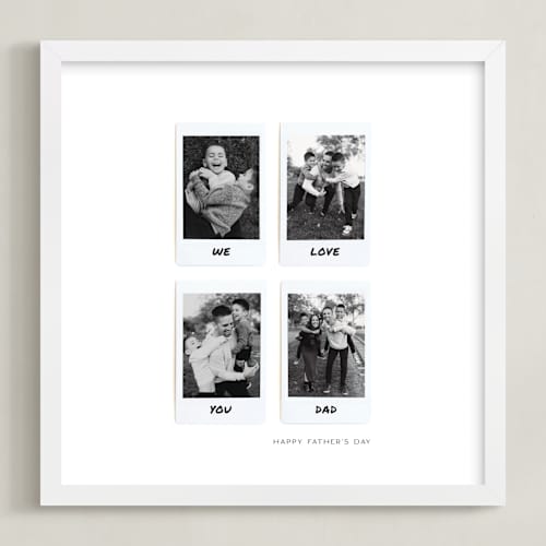 This is a white photo art with standard by Olivia Kanaley Inman called four photo: square framed photo