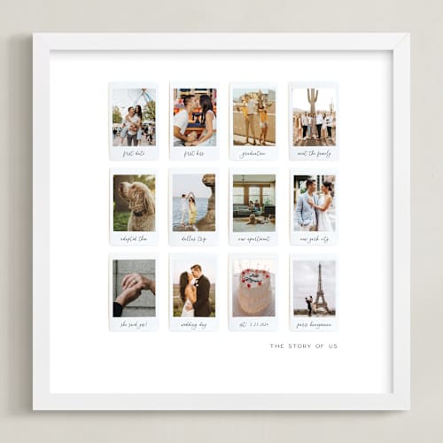 This is a white photo art with standard by Olivia Kanaley Inman called twelve photo: square framed photo