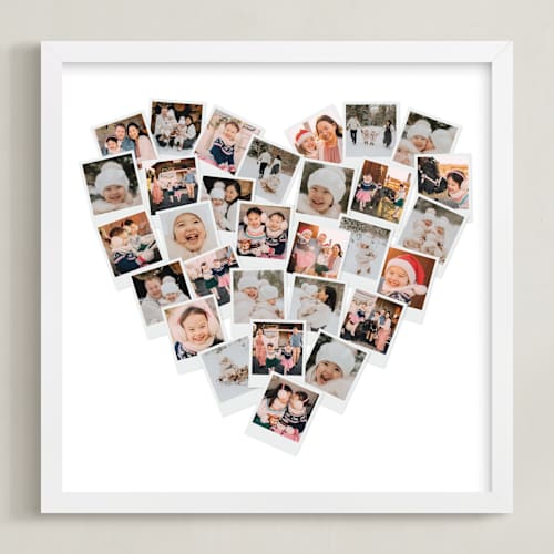 This is a white photo art with standard by Minted called holiday heart snapshot mix®: framed photo