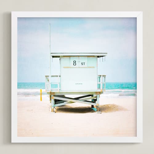 This is a coastal blue art with standard by Shannon Howard called 8th street tower