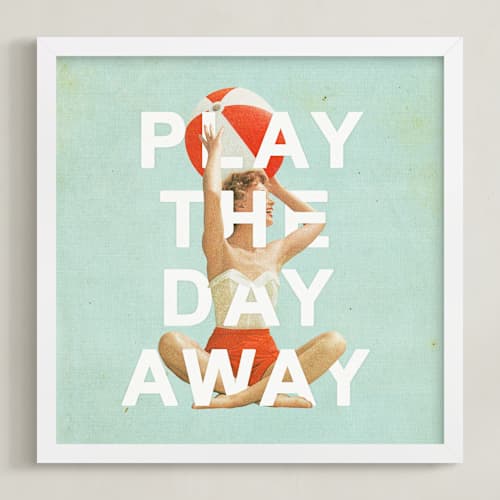 This is a antique teal art with standard by Heather Landis called play the day away