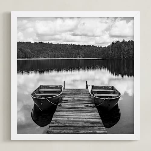 This is a white art with standard by Keely Norton Owendoff called row boats