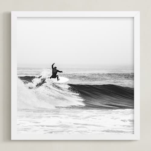 This is a black & white kids wall art with standard by Kamala Nahas called surfs up