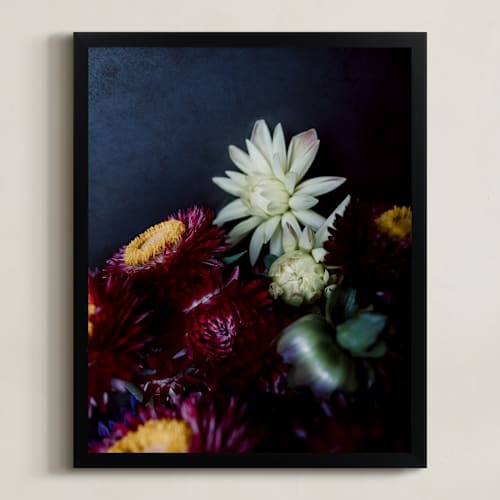 This is a dark denim art with standard by Katie Buckman called dark fall flowers