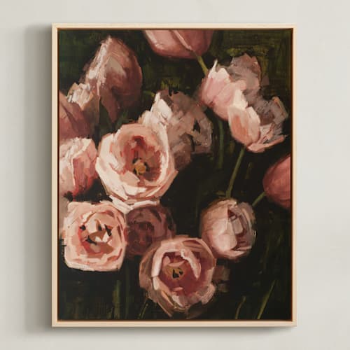 This is a raspberry tulip art with standard by Rachel Nelson called tiptoe through the tulips
