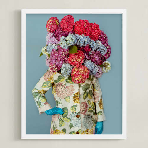 This is a summer sky blue art with standard by Theresa Bear called shes blooming worth