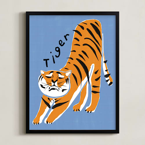This is a tangerine art with standard by Inkblot Design called tiger yoga