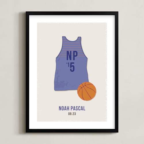 This is a blue personalized art for kids with standard by Tyler Tea called b-ball