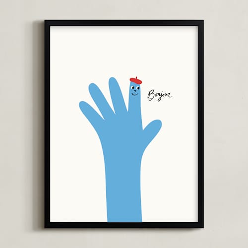 This is a blueberry kids wall art with standard by mo kelley called bonjour