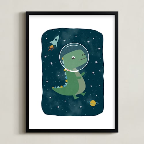 This is a triassic art with standard by Annie Holmquist called dinos in space