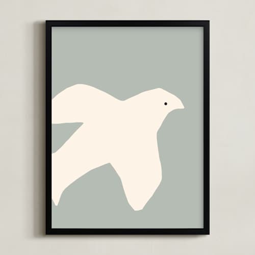 This is a sky gray blue nursery wall art with standard by Coit Creative called summer dove