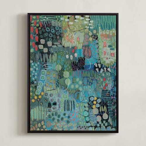 This is a turquoise art with standard by Pamela Tucker Herz called it's a blue day