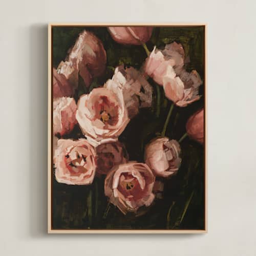 This is a raspberry tulip art with standard by Rachel Nelson called tiptoe through the tulips