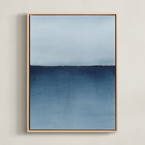 This is a indigo blue art with standard by Renee Anne Bouffard-McManus called lake superior horizon