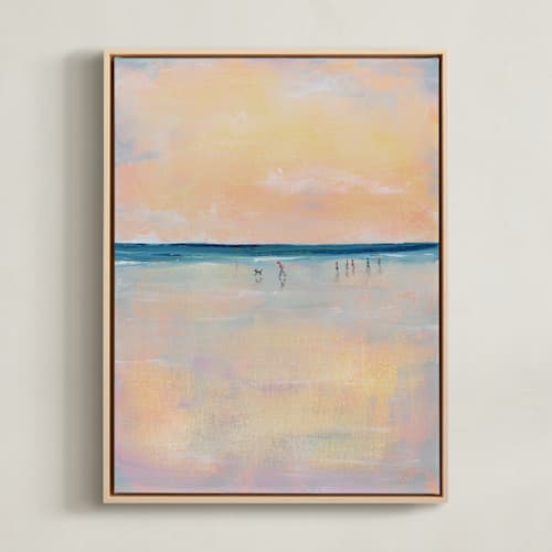 This is a peach kids wall art with standard by Lindsay Megahed called beach sunset