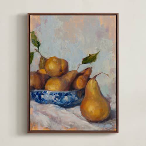 This is a ochre art with standard by Wendy Keller called bowl of pears