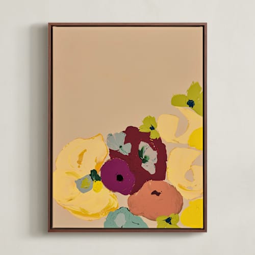 This is a butter yellow art with standard by Caryn Owen called abstract yellow botanical