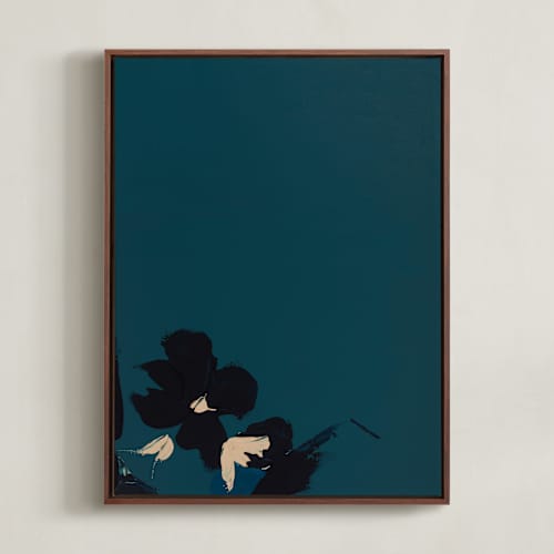 This is a navy blue art with standard by Caryn Owen called floral hues of blue