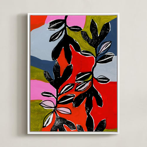 This is a orange fuchsia art with standard by Deborah Velasquez called stained glass and ivy