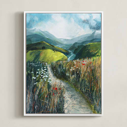 This is a chartreuse green art with standard by Luci Power called two valleys ii