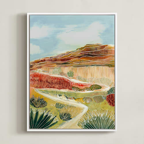 This is a desert peach art with standard by Sarah Fitzgerald called ancient desert path