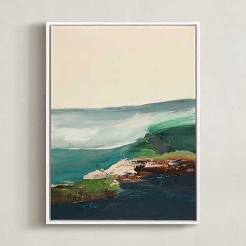 This is a dark navy blue art with standard by Caryn Owen called monterey bay coast