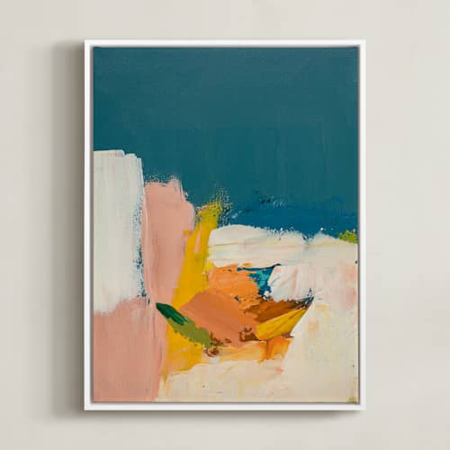 This is a orange art with standard by Caryn Owen called boat dock