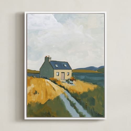 This is a meadow green art with standard by Lucrecia Caporale called serenity by the lake 1