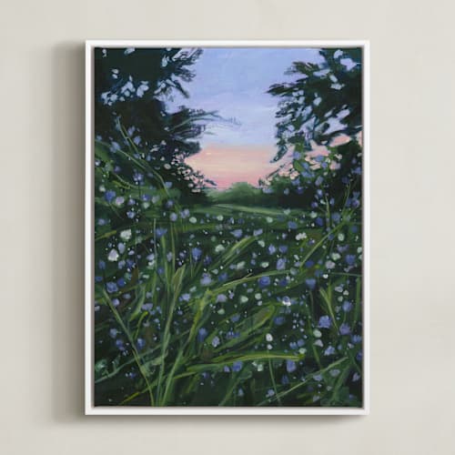 This is a dark emerald green art with standard by Weronika Zubek called wildflowers at dusk